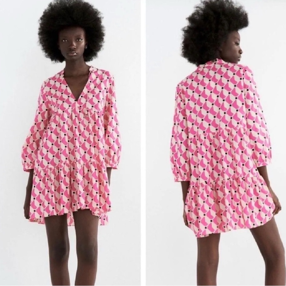 Zara Tiered Geometric Dress